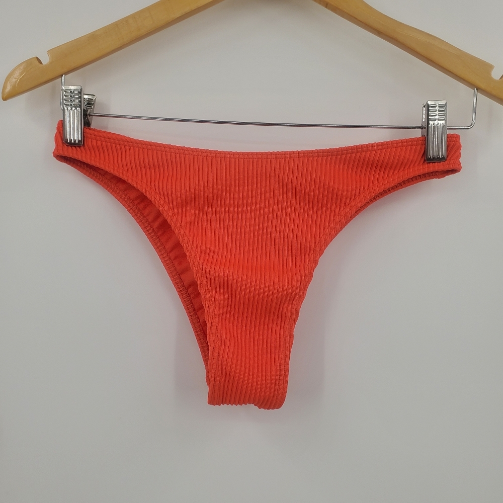 ♧♧ Hollister Orange Ribbed Cheeky Bikini Bottom Size Small